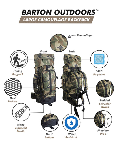 Camouflage 30" Hiking/Camping Water-Resistant Mountaineer's Backpack